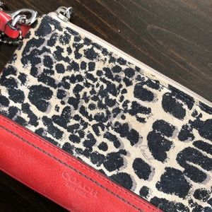 Leopard Coach mini wristlet